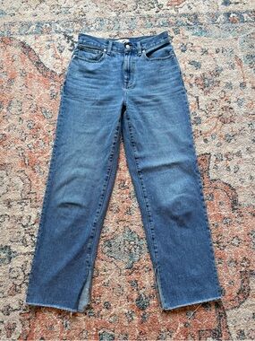 Madewell Women's baggy Straight raw hem Jeans - Blue